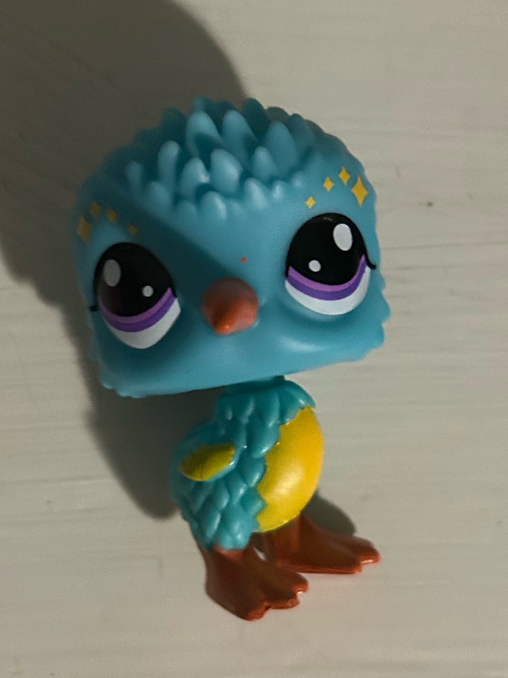 Littlest Pet Shop Blue & Yellow Bird Figurine with Purple Eyes